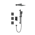 Shower System With Shower Head, Hand Shower, Slide Bar, Bodysprays, Shower Arm, Hose, Valve Trim, And Lever Handles Matte Black Brass