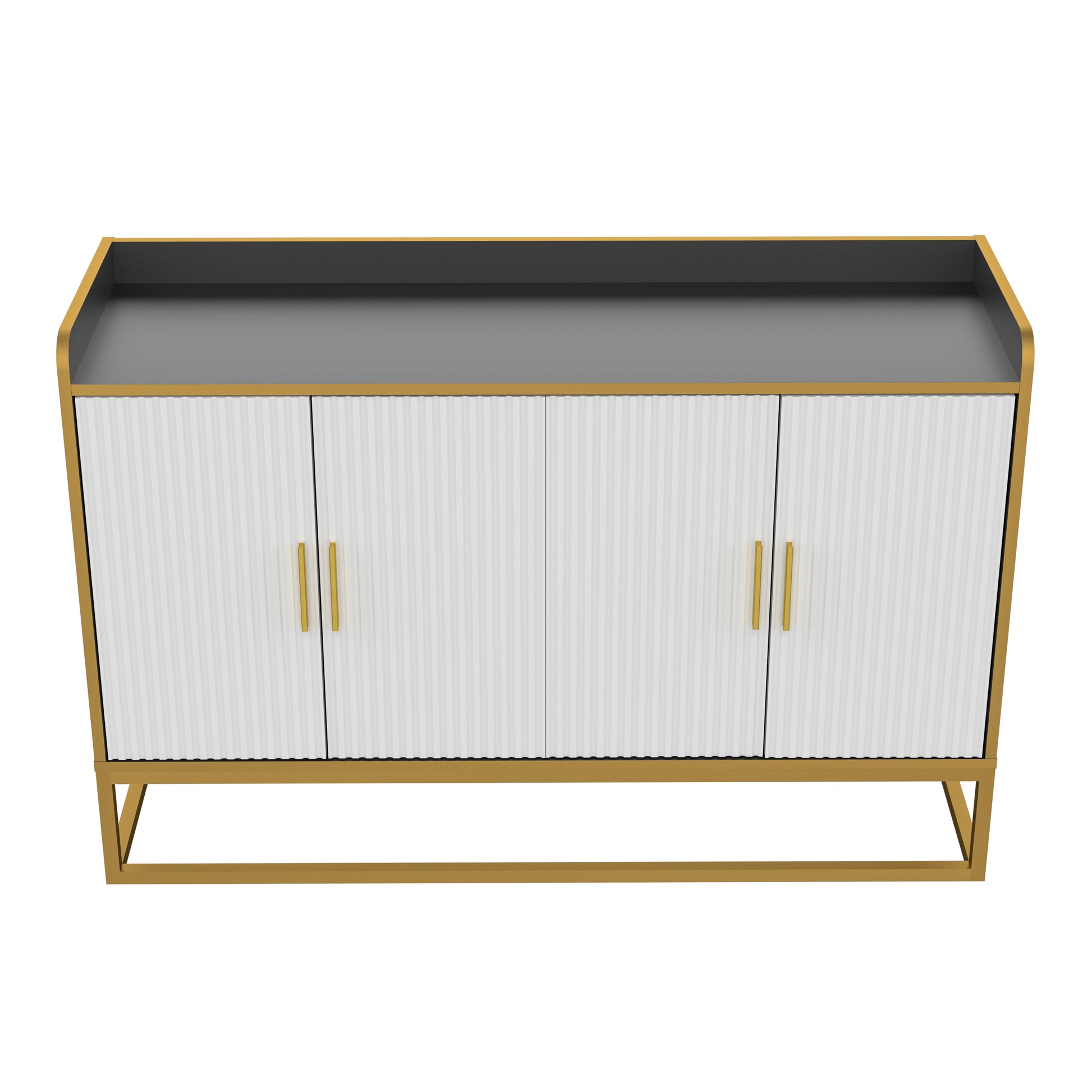 Modern Kitchen Buffet Storage Cabinet Cupboard Gloss With Metal Legs For Living Room Kitchen Black Golden Black Foam Wood Stainless Steel