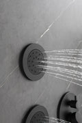 Shower System With Shower Head, Hand Shower, Slide Bar, Bodysprays, Shower Arm, Hose, Valve Trim, And Lever Handles Matte Black Brass