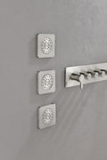 Wall Mounted Waterfall Rain Shower System With 3 Body Sprays & Handheld Shower Brushed Nickel Brass