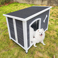 Large Wooden Dog House, Waterproof Dog Cage, Windproof And Warm Dog Kennel Easy To Assemble Gray Solid Wood