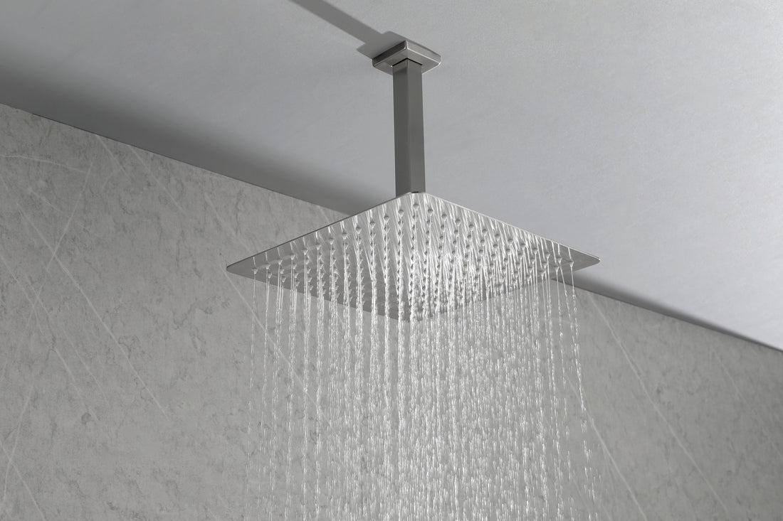 Rain Shower Head High Pressure Rainfall Showerhead Water Saving Brushed Nickel Stainless Steel