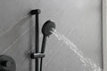 Shower System With Shower Head, Hand Shower, Slide Bar, Bodysprays, Shower Arm, Hose, Valve Trim, And Lever Handles Matte Black Brass