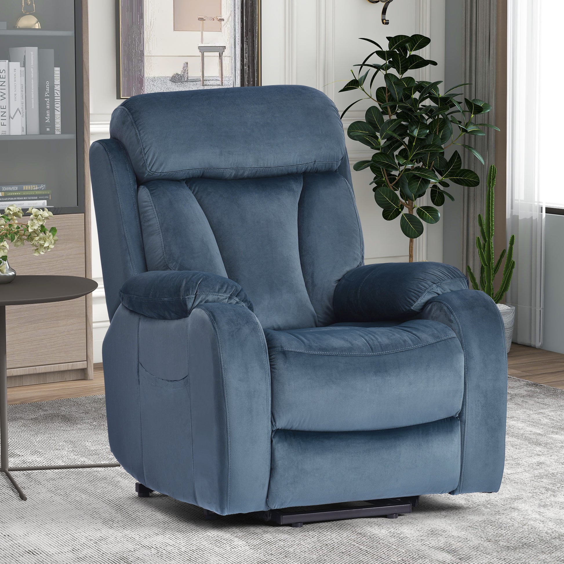 Lift Chair Recliner For Elderly Power Remote Control Recliner Sofa Relax Soft Chair Anti Skid Australia Cashmere Fabric Furniture Living Room Navy Blue Light Brown Wood Primary Living Space Heavy Duty Rubberwood Navy Blue Velvet Power Remote Medium Soft