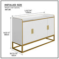 Modern Kitchen Buffet Storage Cabinet Cupboard White Gloss With Metal Legs For Living Room Kitchen Golden White Foam Mdf