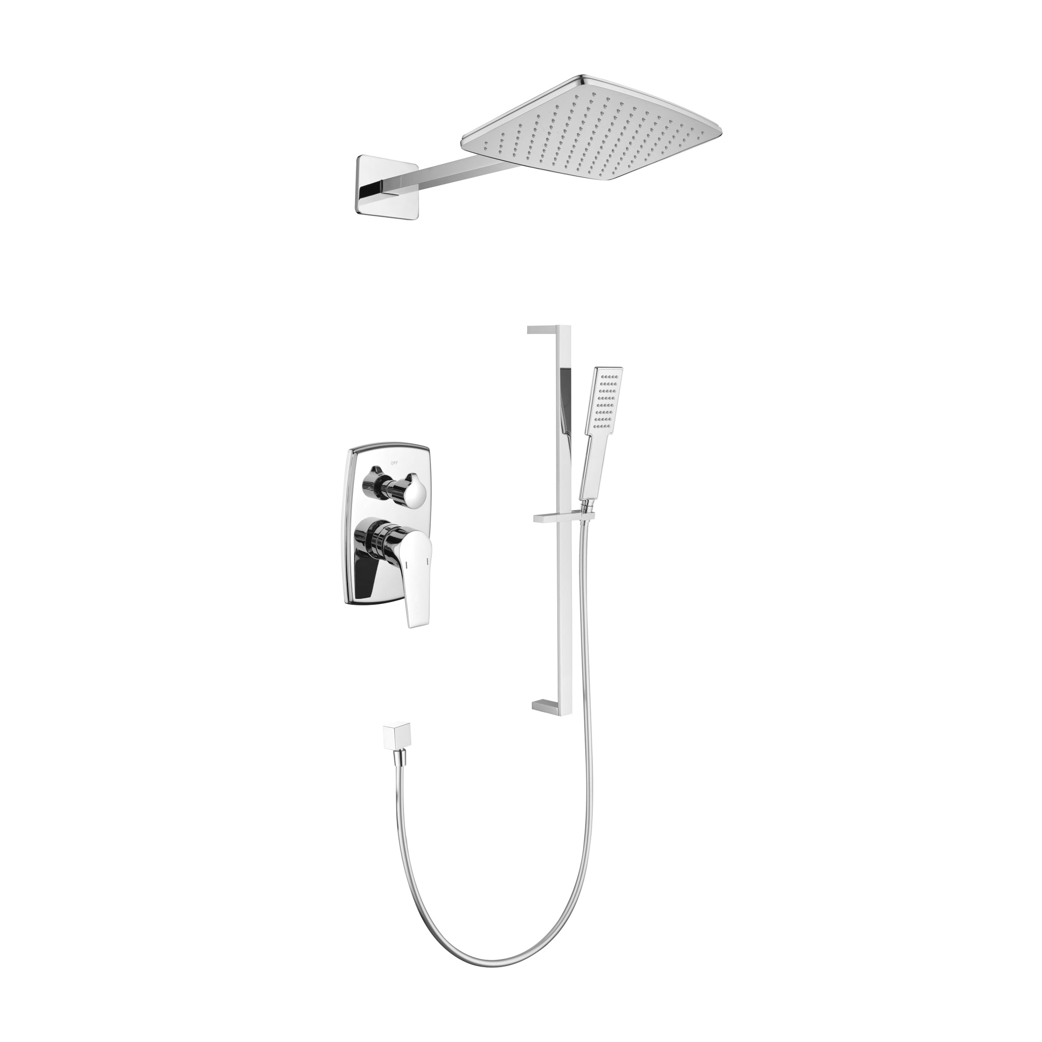 Wall Mounted Waterfall Rain Shower System With 3 Body Sprays & Handheld Shower Chrome Brass