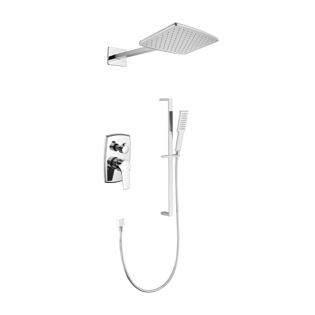 Wall Mounted Waterfall Rain Shower System With 3 Body Sprays & Handheld Shower Chrome Brass