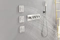 Wall Mounted Waterfall Rain Shower System With 3 Body Sprays & Handheld Shower Brushed Nickel Brass