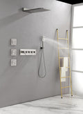 Wall Mounted Waterfall Rain Shower System With 3 Body Sprays & Handheld Shower Brushed Nickel Brass