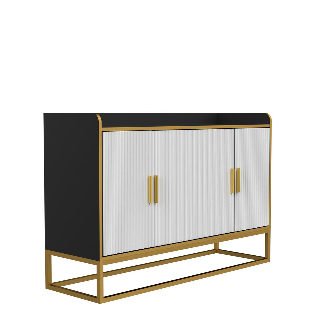 Modern Kitchen Buffet Storage Cabinet Cupboard Gloss With Metal Legs For Living Room Kitchen Black Golden Black Foam Wood Stainless Steel