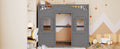 Twin Size House Loft Bed With Ladder Gray Gray Solid Wood