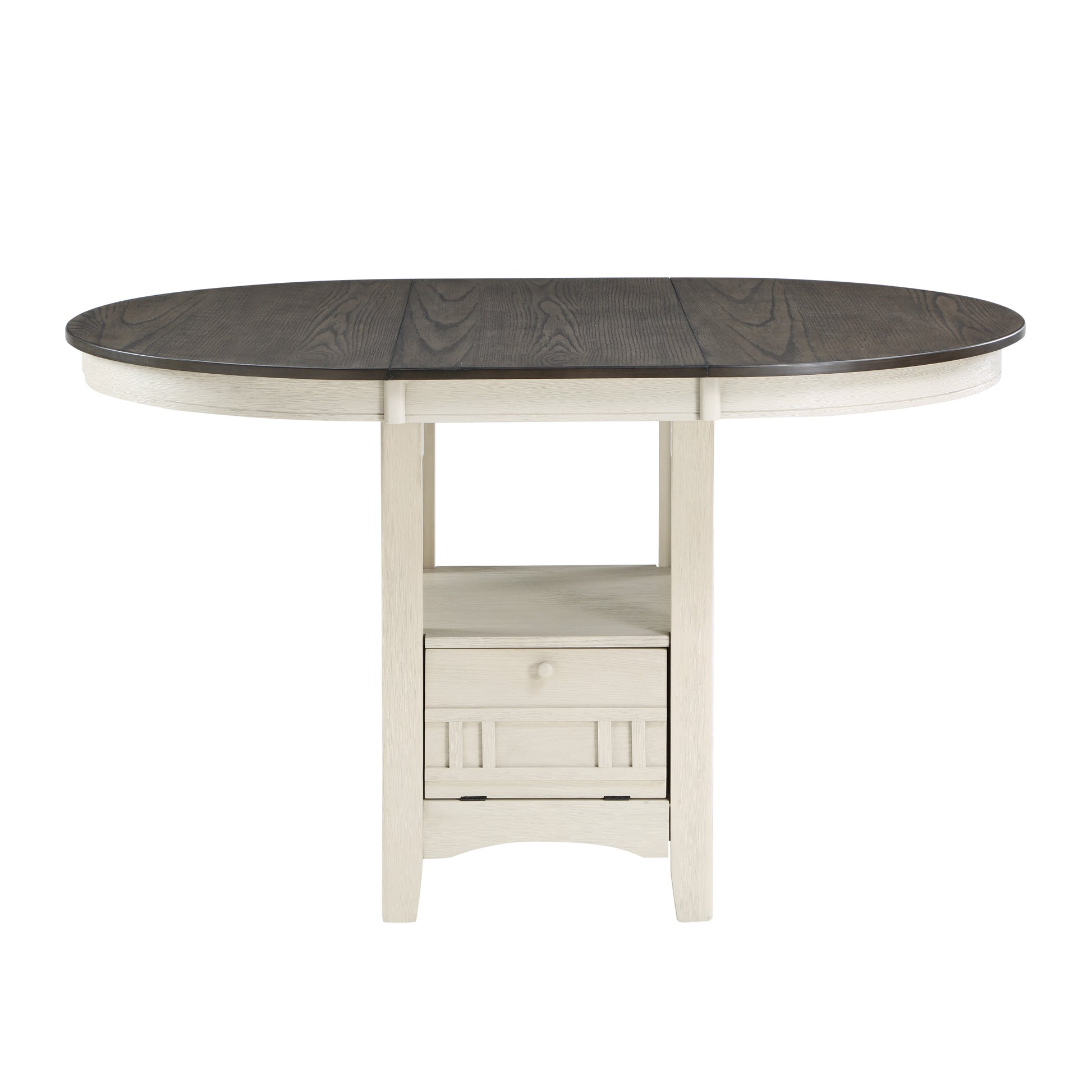 Antique White And Rosy Brown Finish Counter Height 1Pc Dining Table W Extension Leaf And Storage Base Traditional Design Dining Room Furniture Antique White Dining Room Casual,Transitional Solid Wood