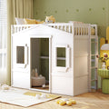 Twin Size House Loft Bed With Ladder White Twin White Solid Wood