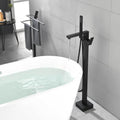 Freestanding Bathtub Faucet Tub Filler Matte Black Floor Mount Bathroom Faucets Brass Single Handle With Hand Shower Matte Black Stainless Steel