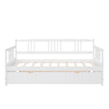 Twin Size Daybed Wood Bed With Twin Size Trundle,White White Solid Wood