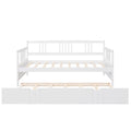 Twin Size Daybed Wood Bed With Twin Size Trundle,White White Solid Wood