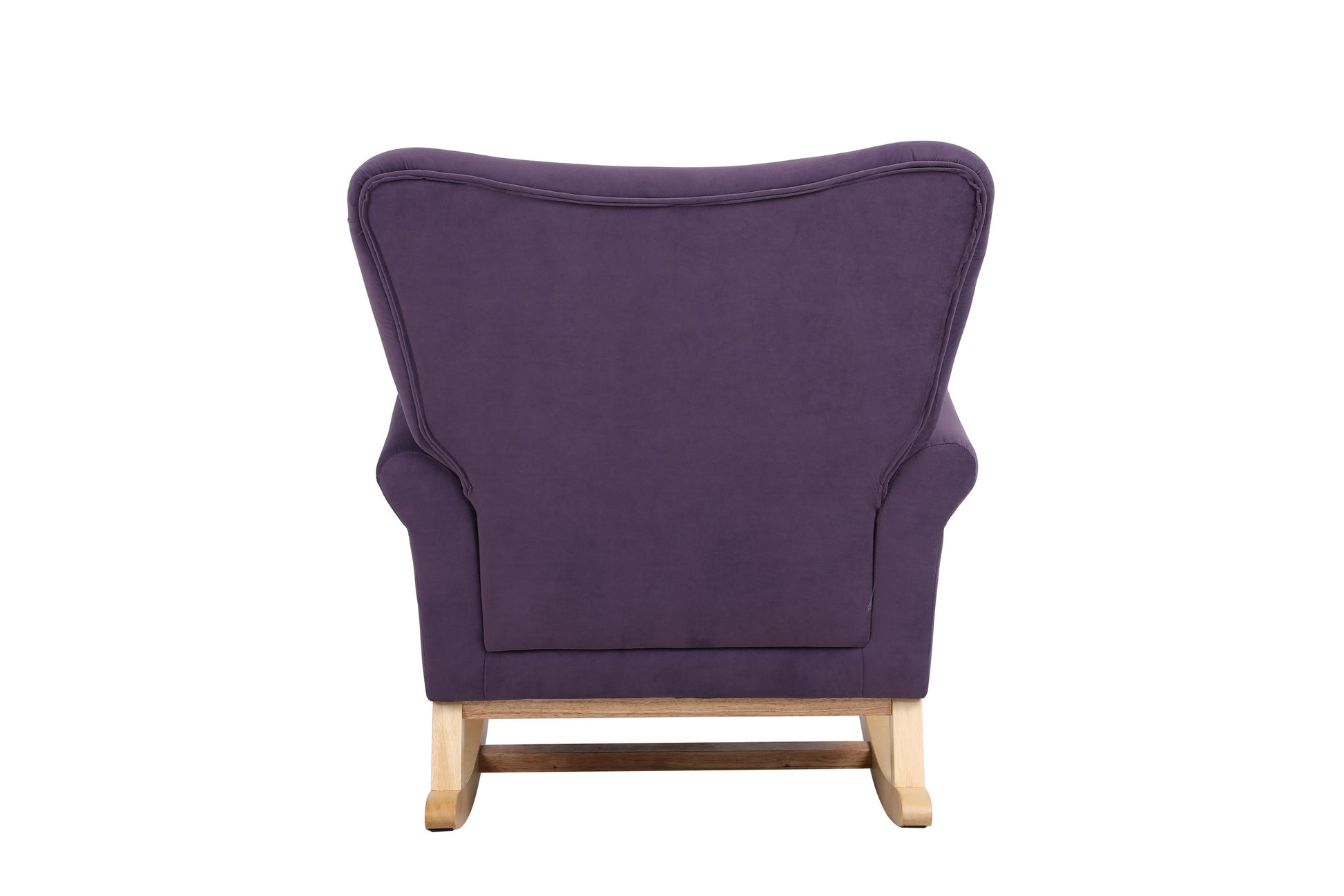 Baby Room High Back Rocking Chair Nursery Chaircomfortable Rocker Fabric Padded Seat ,Modern High Back Armchair Lavender Purple Primary Living Space Sponge Velvet