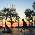 Portable Basketball Hoop Basketball System 8 10Ft Height Adjustable For Youth Adults Led Basketball Hoop Lights, Colorful Lights, Waterproof,Super Bright To Play At Night Outdoors,Good Gift For Kids Black Metal