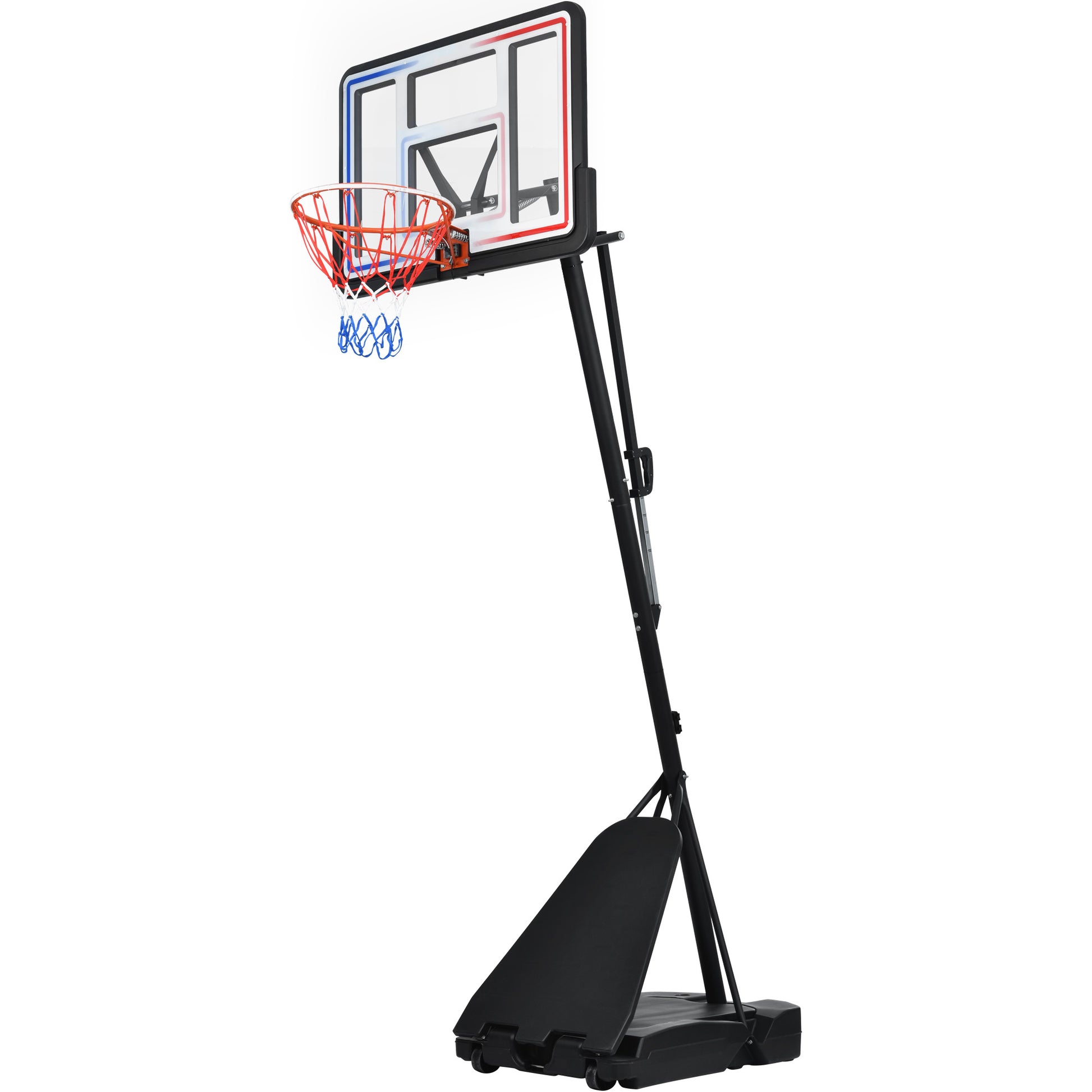 Portable Basketball Hoop Basketball System 8 10Ft Height Adjustable For Youth Adults Led Basketball Hoop Lights, Colorful Lights, Waterproof,Super Bright To Play At Night Outdoors,Good Gift For Kids Black Metal