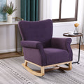 Baby Room High Back Rocking Chair Nursery Chaircomfortable Rocker Fabric Padded Seat ,Modern High Back Armchair Lavender Purple Primary Living Space Sponge Velvet