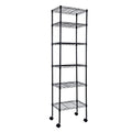 Yssoa Heavy Duty 6 Shelf Shelving With Wheels, With Hanging Hooks, Wire Shelving, Adjustable Storage Units, 17'' D X 11'' W X 63'' H, 6 Tier, Black Black Aluminum