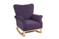 Baby Room High Back Rocking Chair Nursery Chaircomfortable Rocker Fabric Padded Seat ,Modern High Back Armchair Lavender Purple Primary Living Space Sponge Velvet