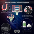 Portable Basketball Hoop Basketball System 4.76 10Ft Height Adjustable For Youth Adults Led Ights, Colorful Lights, Waterproof Super Bright To Play At Night Outdoors,Good Gift For Kid Black Metal