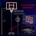 Portable Basketball Hoop Basketball System 4.76 10Ft Height Adjustable For Youth Adults Led Ights, Colorful Lights, Waterproof Super Bright To Play At Night Outdoors,Good Gift For Kid Black Metal