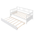 Twin Size Daybed Wood Bed With Twin Size Trundle,White White Solid Wood