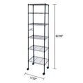 Yssoa Heavy Duty 6 Shelf Shelving With Wheels, With Hanging Hooks, Wire Shelving, Adjustable Storage Units, 17'' D X 11'' W X 63'' H, 6 Tier, Black Black Aluminum