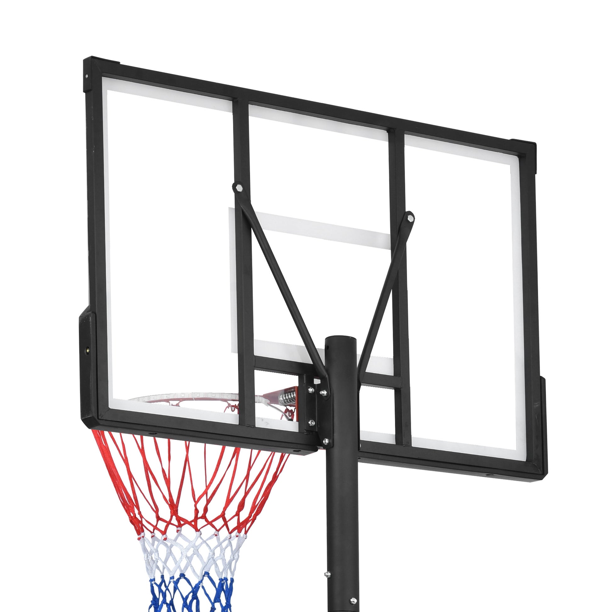 Portable Basketball Hoop Basketball System 4.76 10Ft Height Adjustable For Youth Adults Led Basketball Hoop Lights, Colorful Lights, Waterproof,Super Bright To Play At Night Outdoors,Good Gift For Kid Black Metal