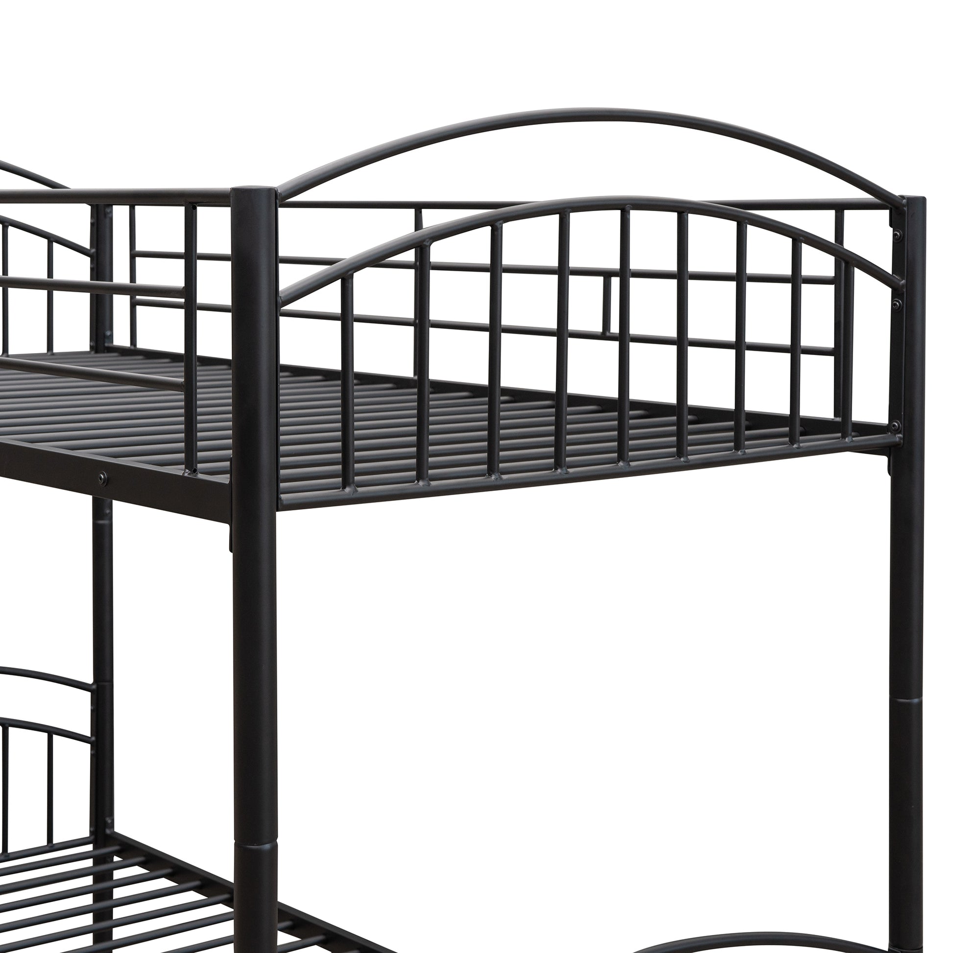 Twin Over Twin Metal Bunk Bed,Divided Into Two Beds Black Old Sku:Mf280424Aab Twin Black Metal