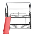 Twin Over Twin Metal Bunk Bed With Slide,Kids House Bed Black Red Twin Black Metal