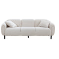 Mid Century Modern 3 Seater Couch Velveteen Sofa With Solid Wood Leg For Living Room, Bedroom, Livingroom Beige Beige Fabric