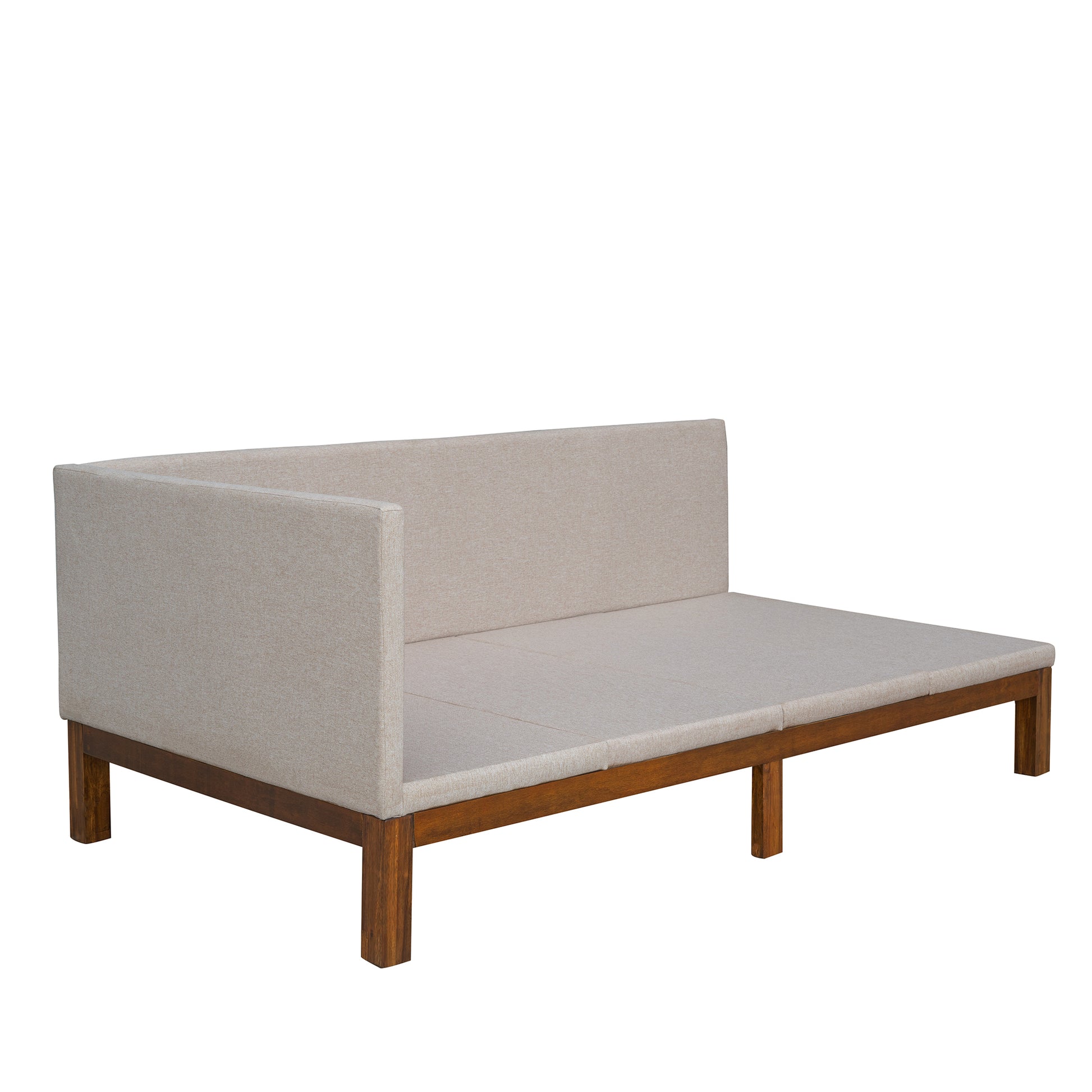 Upholstered Daybed Sofa Bed Frame Twin Size Linen Beige Beige Upholstered