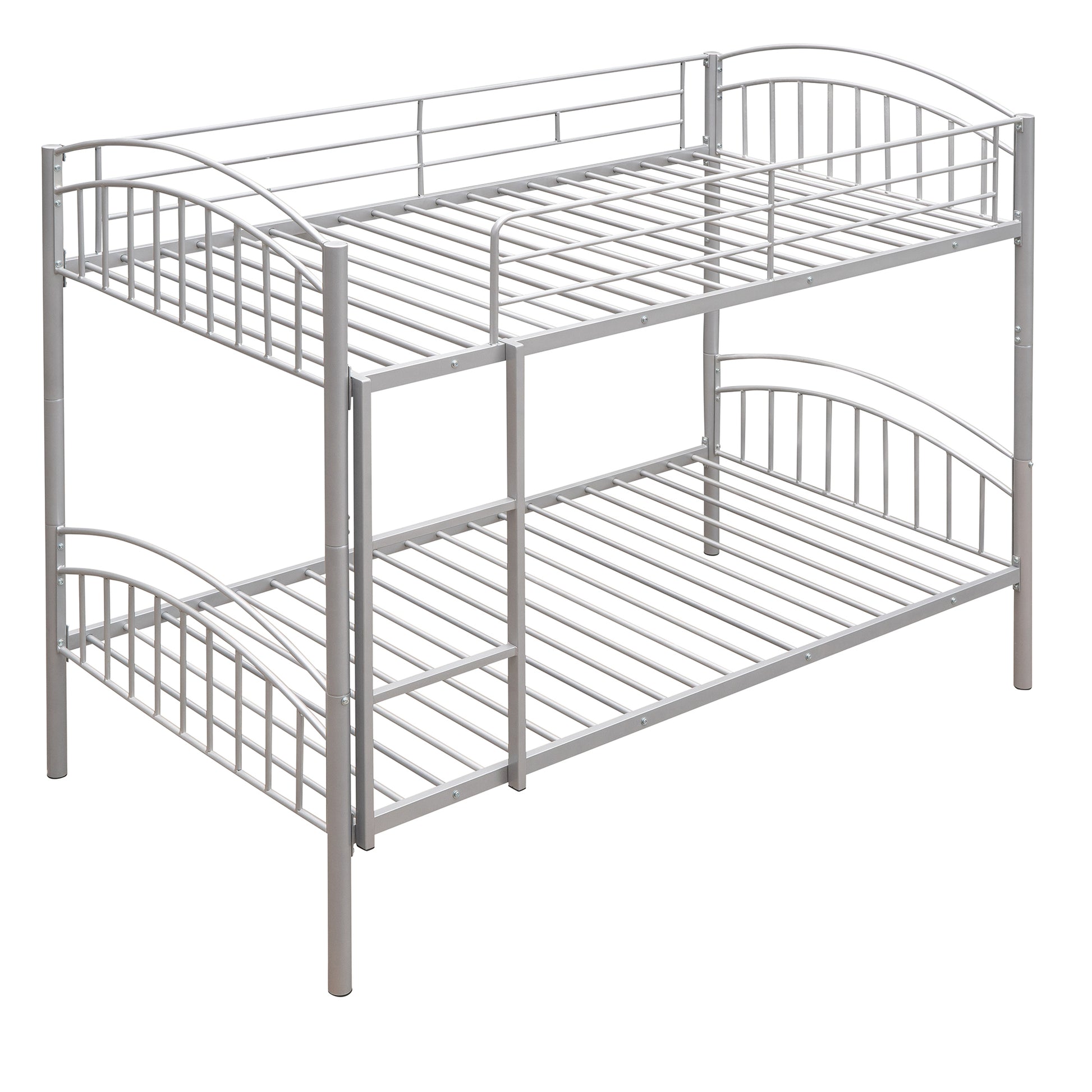 Twin Over Twin Metal Bunk Bed,Divided Into Two Beds Silver Old Sku:Mf280424Aan Twin Silver Metal