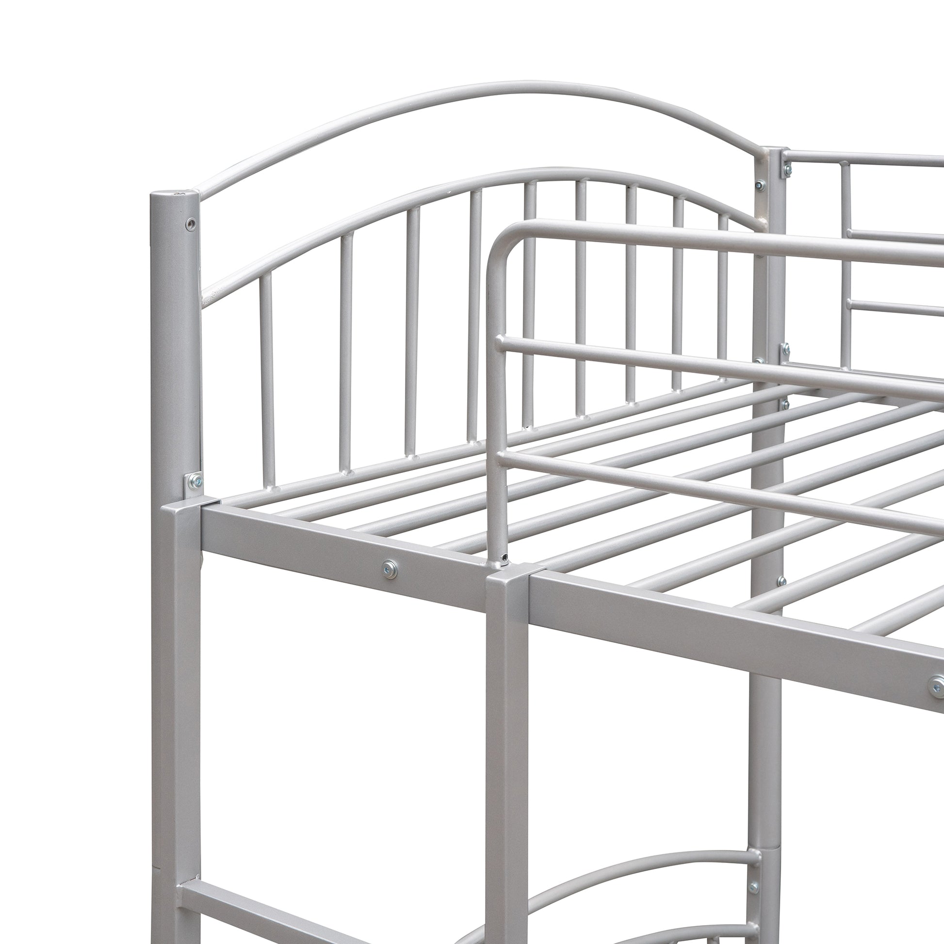 Twin Over Twin Metal Bunk Bed,Divided Into Two Beds Silver Old Sku:Mf280424Aan Twin Silver Metal