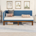 Upholstered Daybed Sofa Bed Frame Twin Size Linen Blue Beige Upholstered