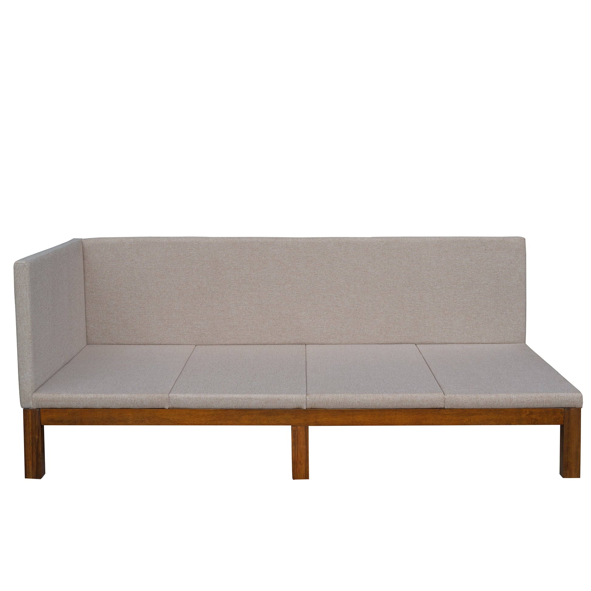 Upholstered Daybed Sofa Bed Frame Twin Size Linen Beige Beige Upholstered