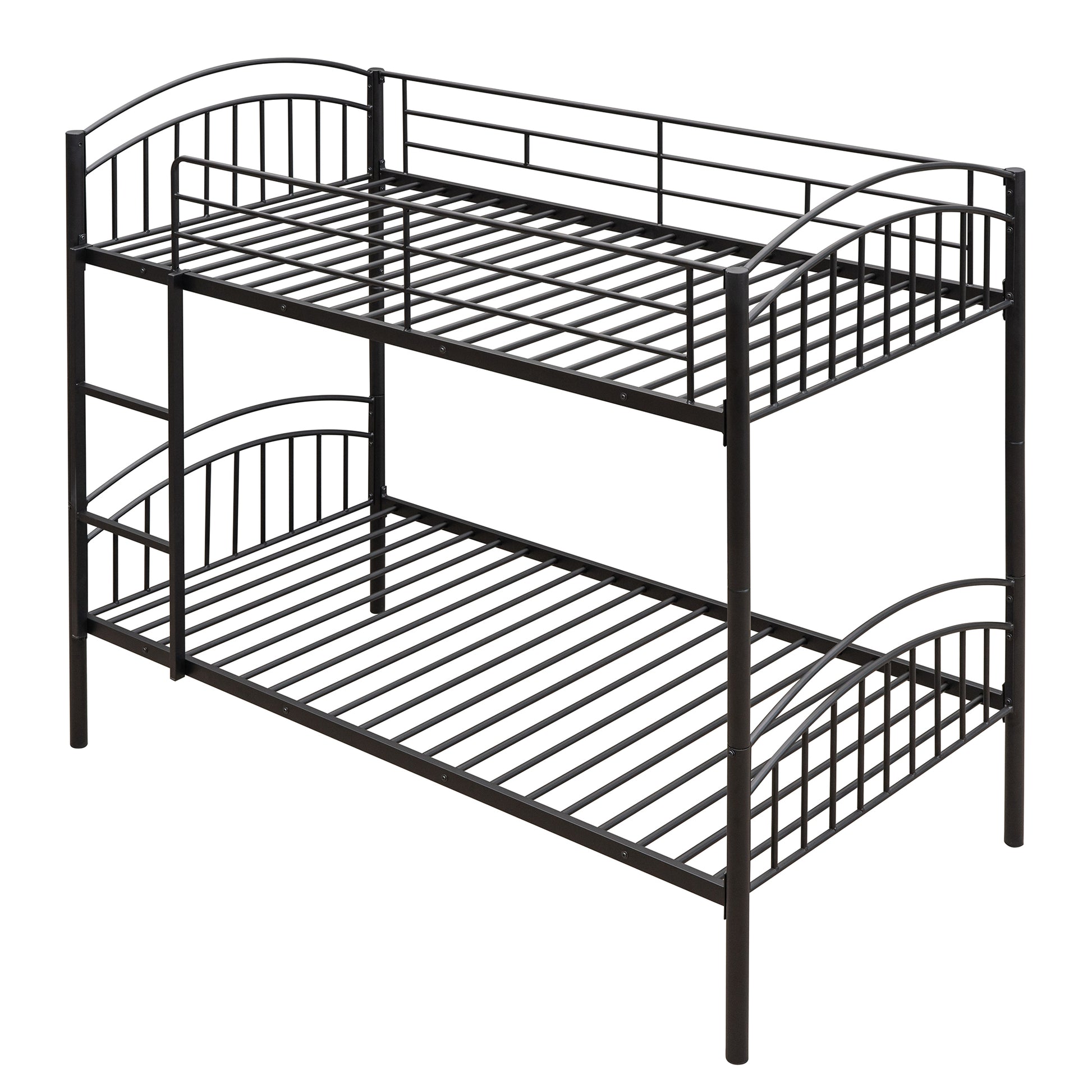 Twin Over Twin Metal Bunk Bed,Divided Into Two Beds Black Old Sku:Mf280424Aab Twin Black Metal