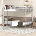 Twin Over Twin Metal Bunk Bed,Divided Into Two Beds Silver Old Sku:Mf280424Aan Twin Silver Metal