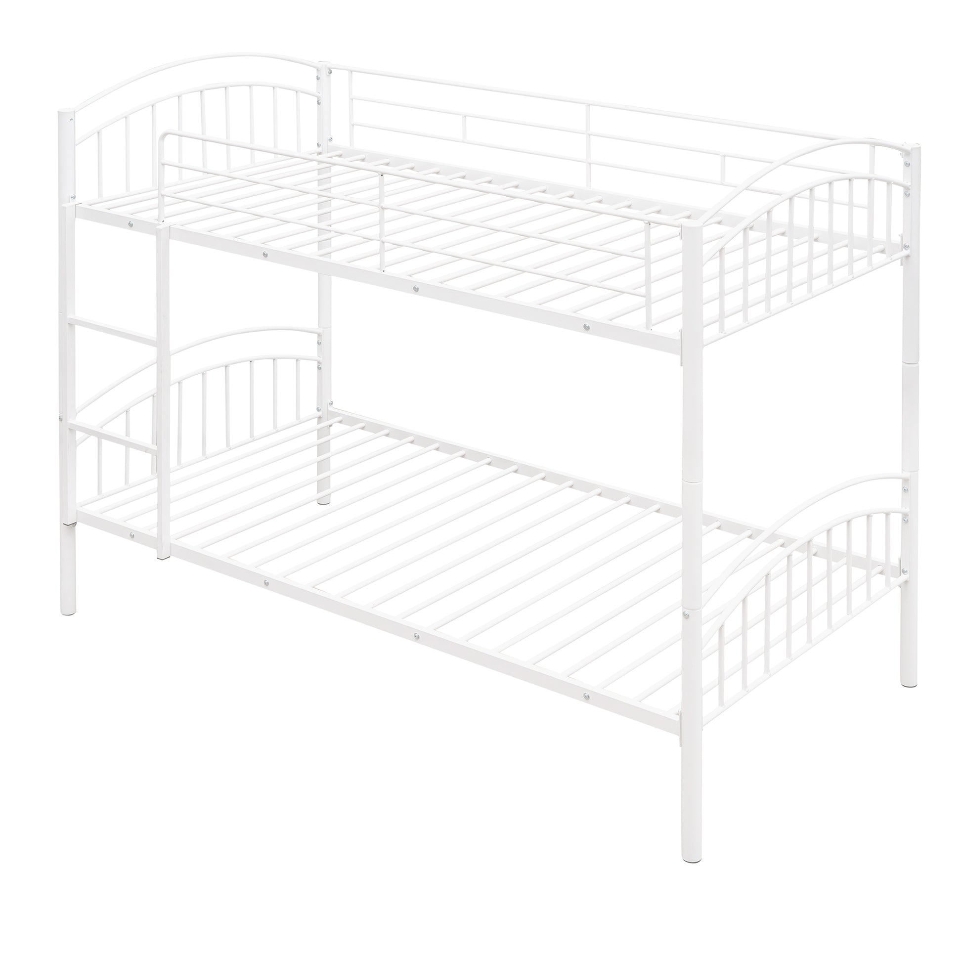 Twin Over Twin Metal Bunk Bed,Divided Into Two Beds White Old Sku:Mf280424Aak Twin White Metal