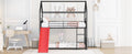 Twin Over Twin Metal Bunk Bed With Slide,Kids House Bed Black Red Twin Black Metal