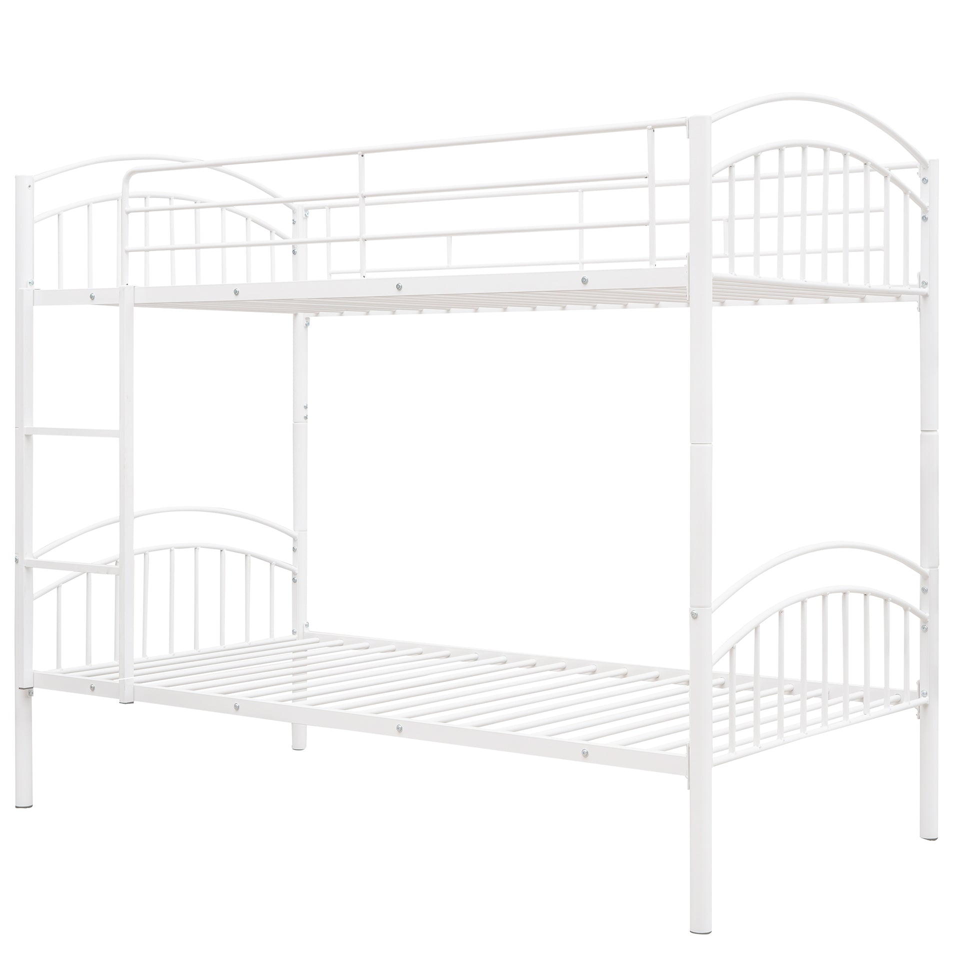 Twin Over Twin Metal Bunk Bed,Divided Into Two Beds White Old Sku:Mf280424Aak Twin White Metal