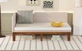 Upholstered Daybed Sofa Bed Frame Twin Size Linen Beige Beige Upholstered