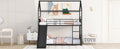 Twin Over Twin Metal Bunk Bed With Slide,Kids House Bed Black Black Metal