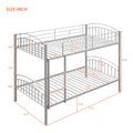 Twin Over Twin Metal Bunk Bed,Divided Into Two Beds Silver Old Sku:Mf280424Aan Twin Silver Metal