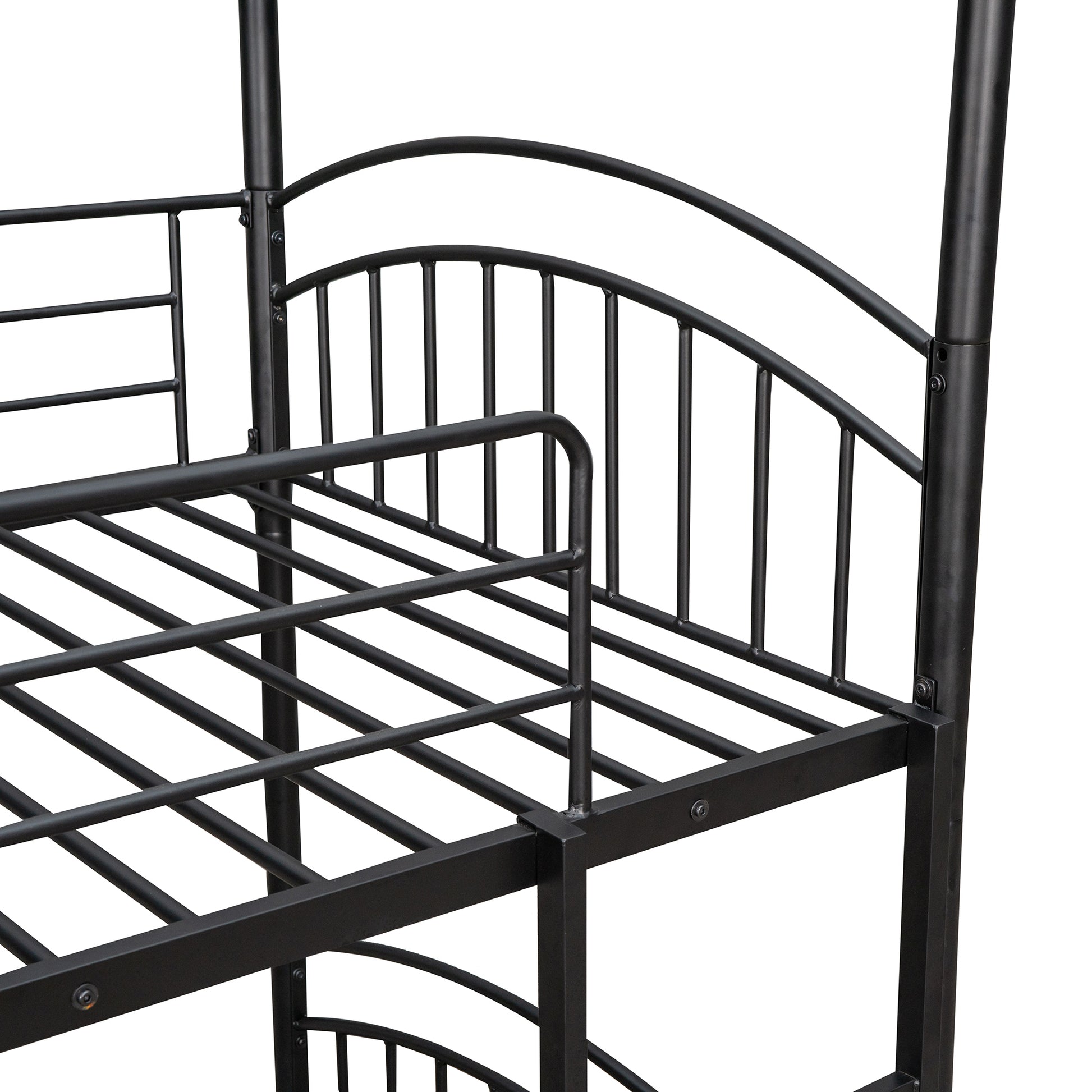 Twin Over Twin Metal Bunk Bed With Slide,Kids House Bed Black Red Twin Black Metal