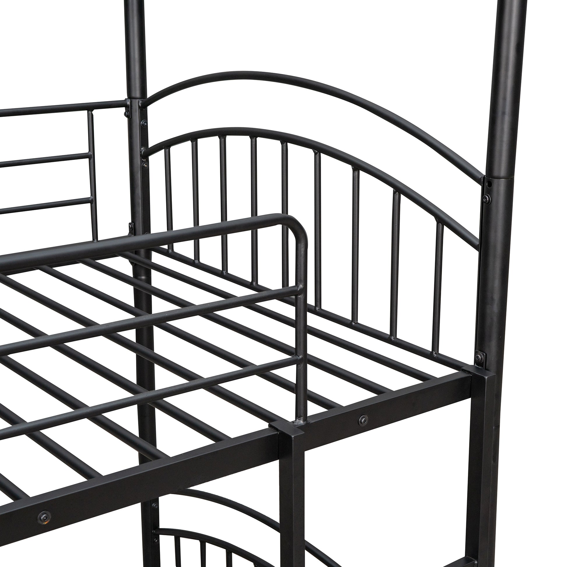 Twin Over Twin Metal Bunk Bed With Slide,Kids House Bed Black Red Black Metal