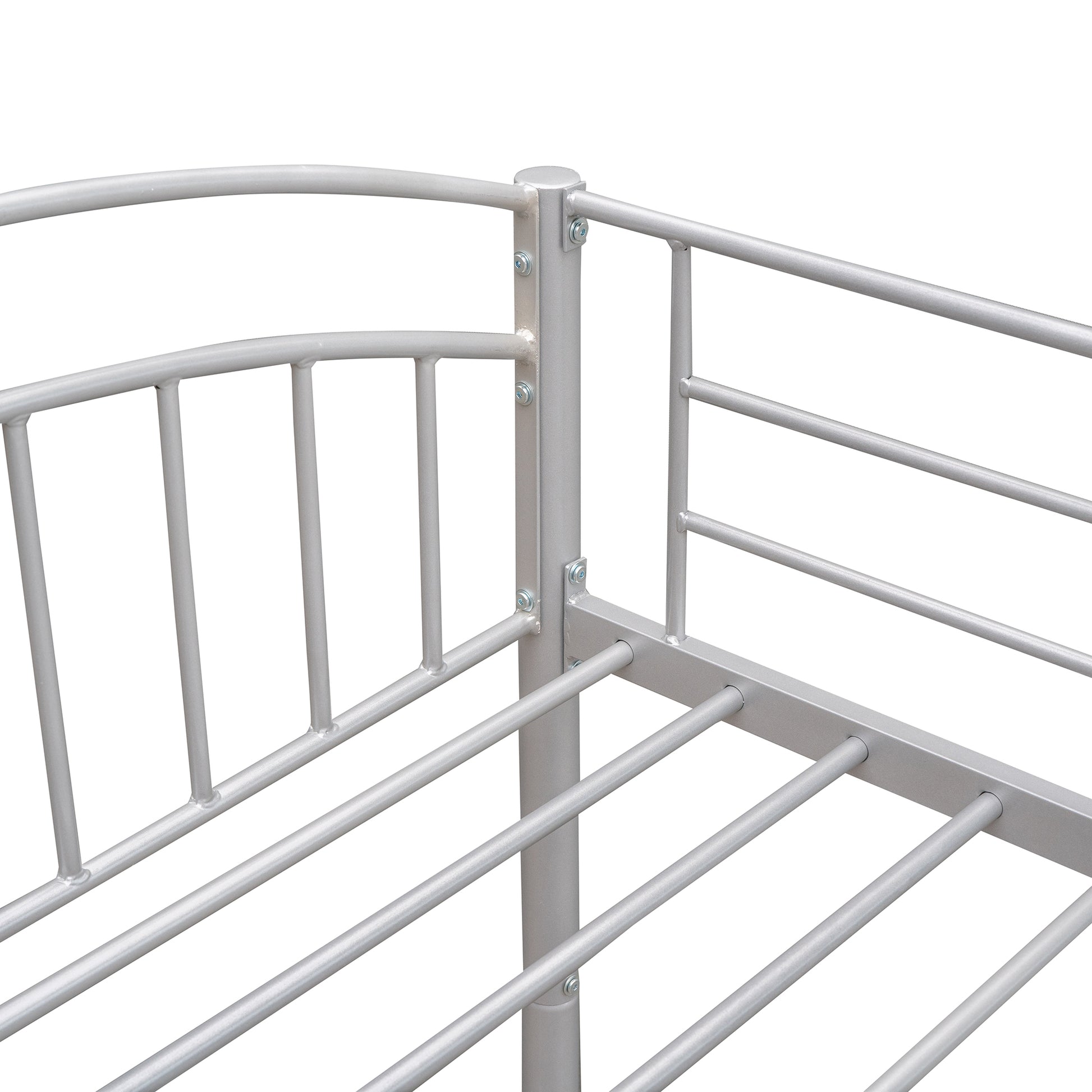 Twin Over Twin Metal Bunk Bed,Divided Into Two Beds Silver Old Sku:Mf280424Aan Twin Silver Metal